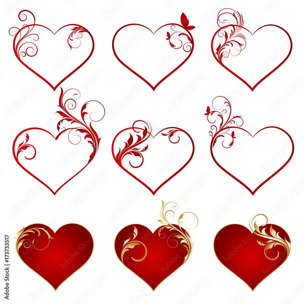Set of vector hearts.