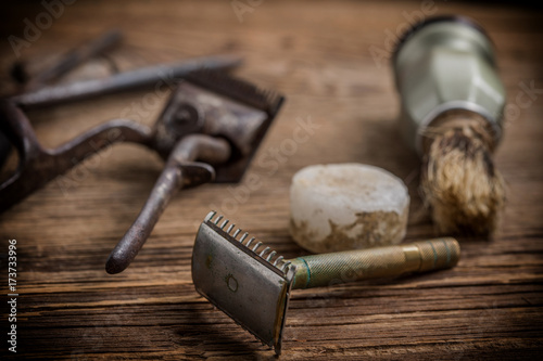 Vintage barber shop tools.