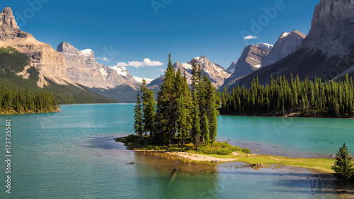 Beautiful Canadian landscape - Spirit Island in Maligne Lake, Jasper National park, Alberta, Canada.