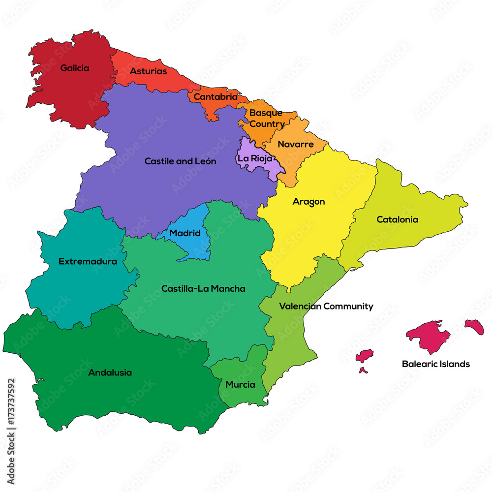 Obraz premium Spain regions. Vector illustration