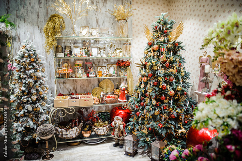 Christmas decor in the store on eve of New Year's holidays photo