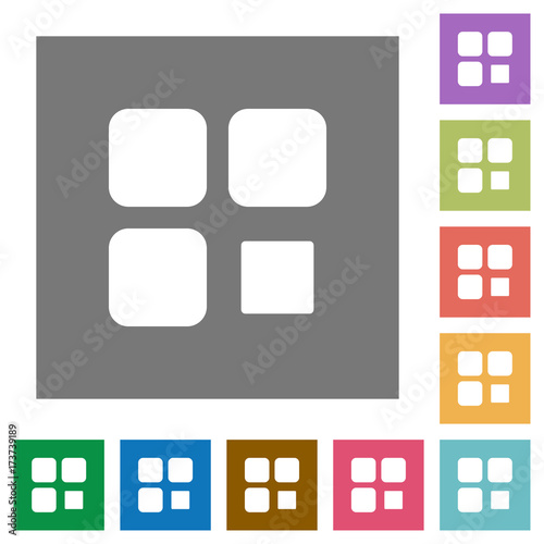 Component stop square flat icons