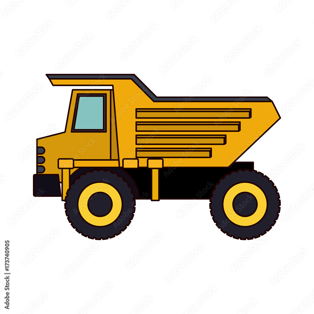 Fototapeta premium dump truck flat icon colorful silhouette