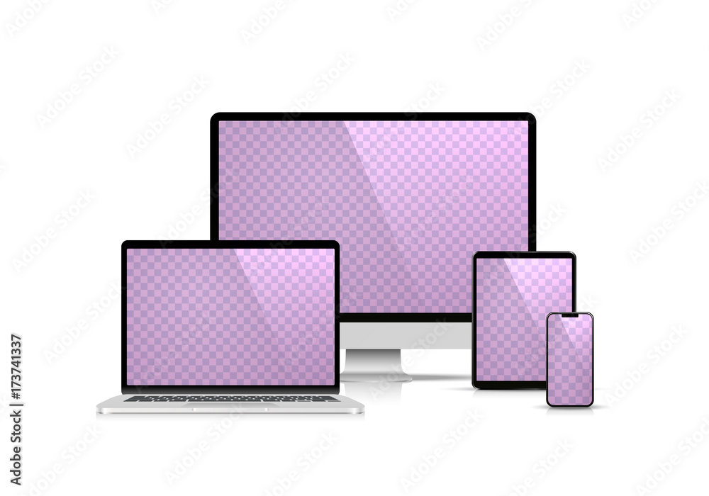 Collage laptop phone tablet computer on the white background. Vector illustration Collage laptop phone tablet computer on the white background. Vector illustration