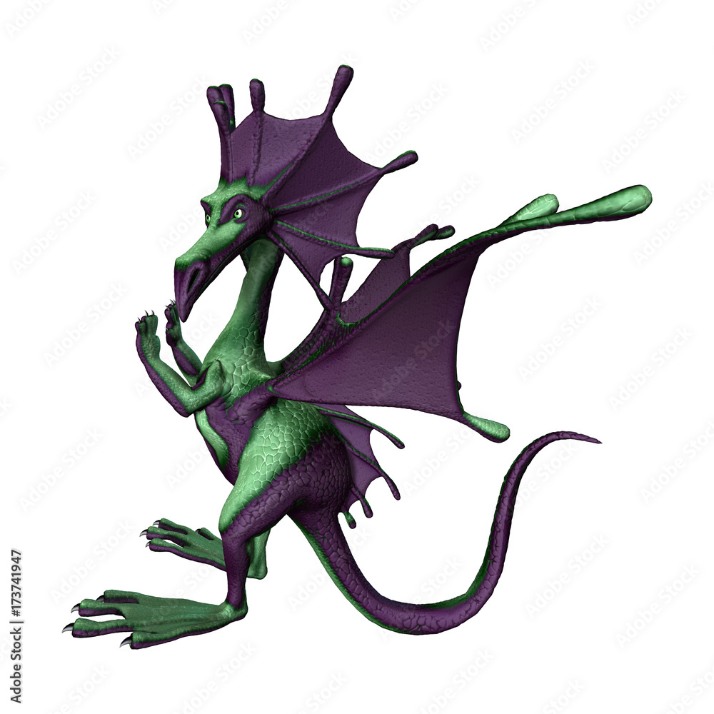 Obraz premium 3D Rendering Little Dragon on White