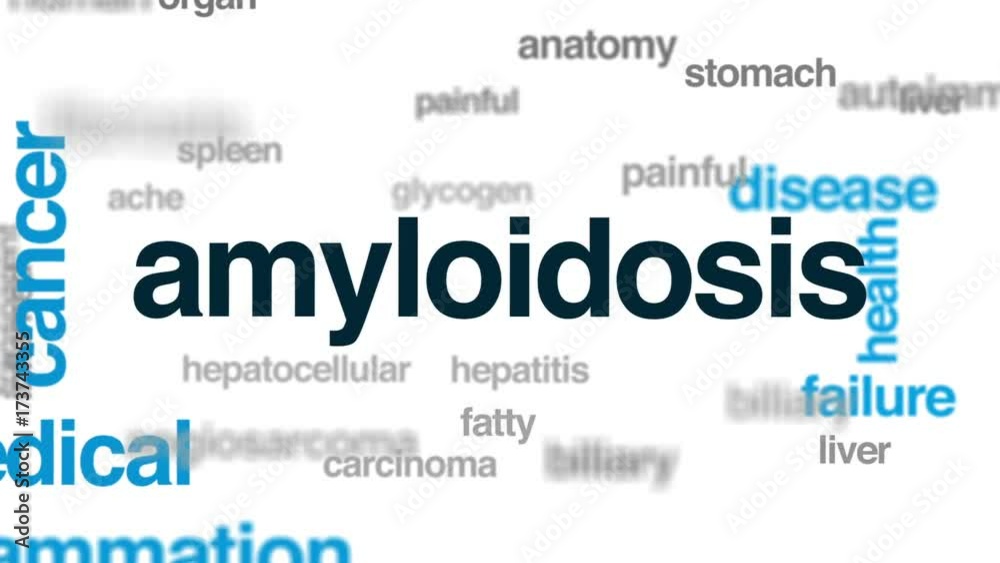 Amyloidosis animated word cloud, text design animation. Amyloidosis animated word cloud, text design animation.