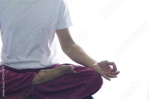 Meditation on white background