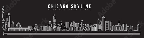 Cityscape Building Line art Vector Illustration design - Chicago skyline