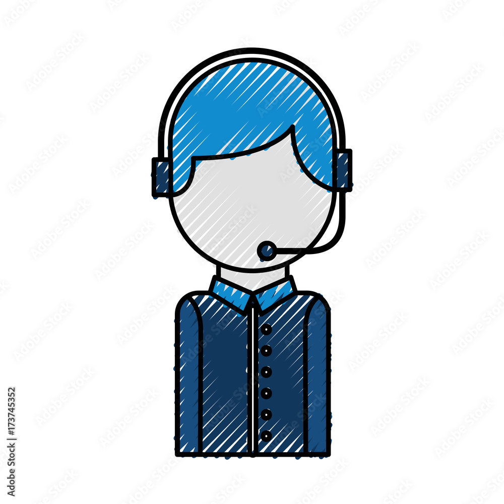 call center operator with phone headset