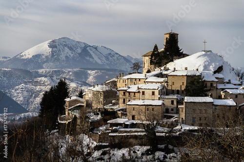 Winter in Italy - Appennino in the snow, Marche Italy