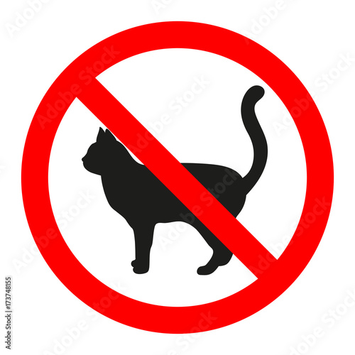 forbidden sign of a cat on a white background