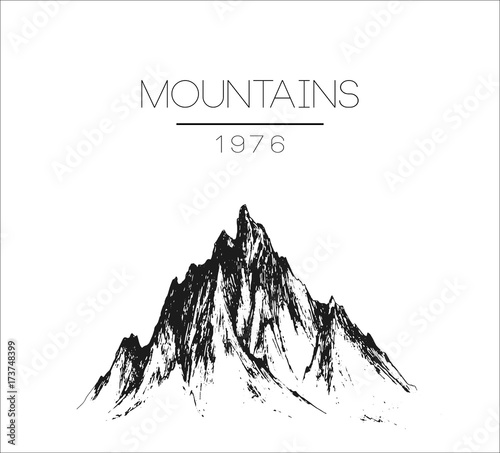 hand drawn vintage vector logo with mountains
