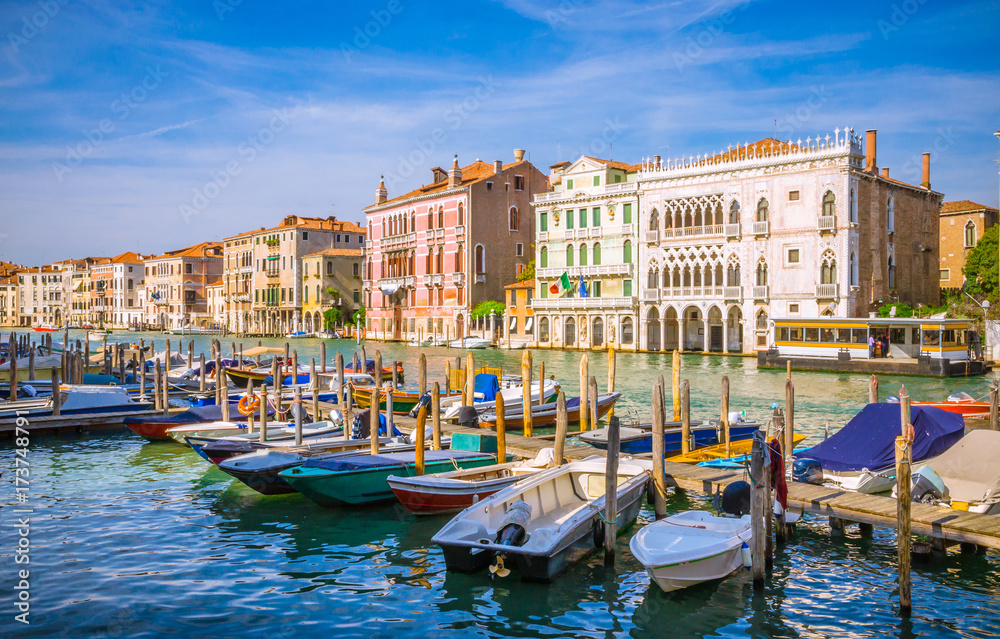 Panoramic view of famous Grand Canal in Venice, Italy