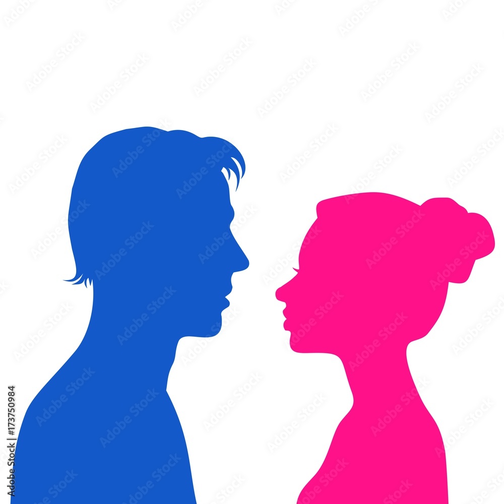Man and woman. Vector silhouettes