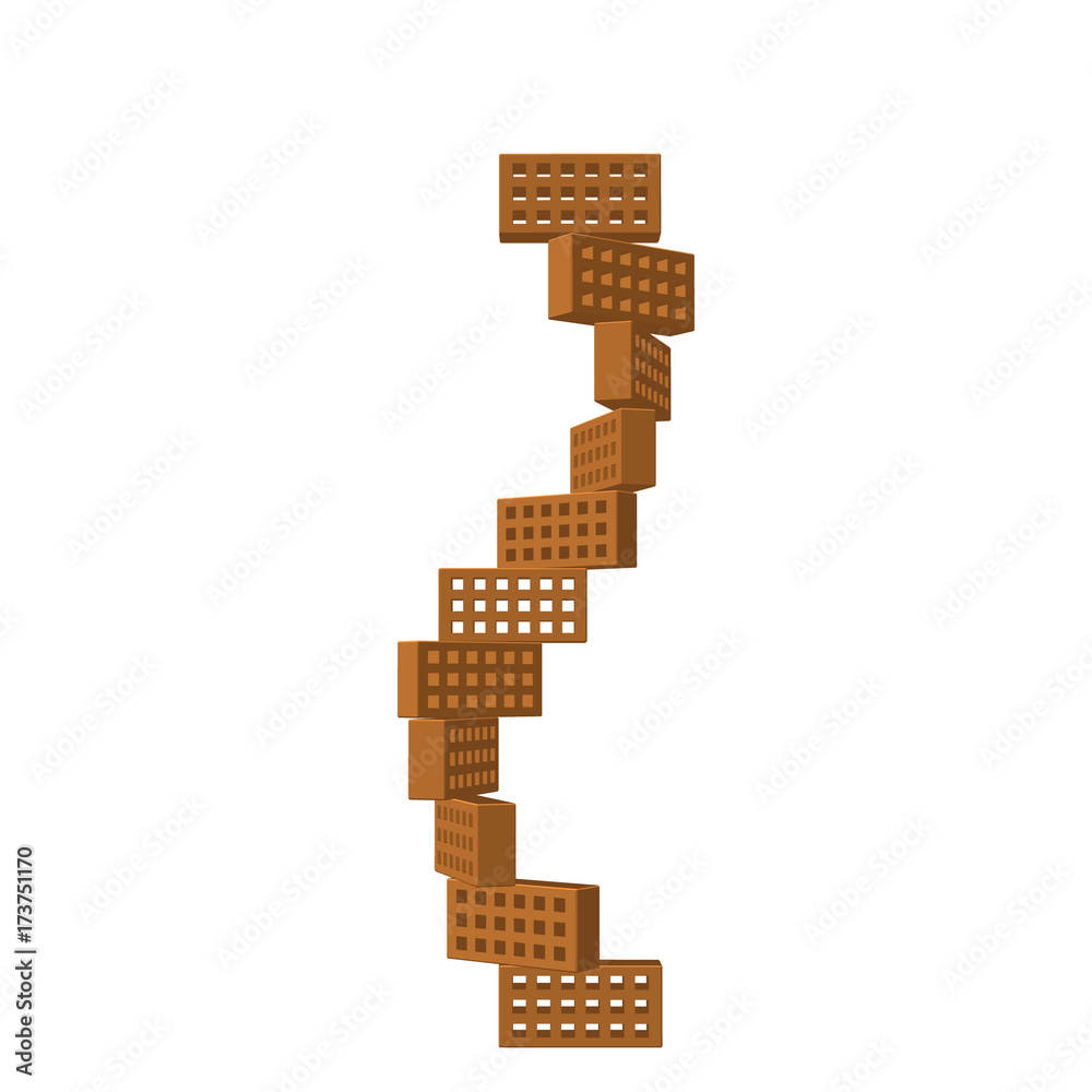 Fototapeta premium Tower of bricks. Isolated on white background. 3D Vector illustration.
