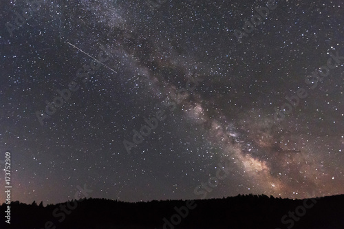 Milky Way Night Sky with Meteor