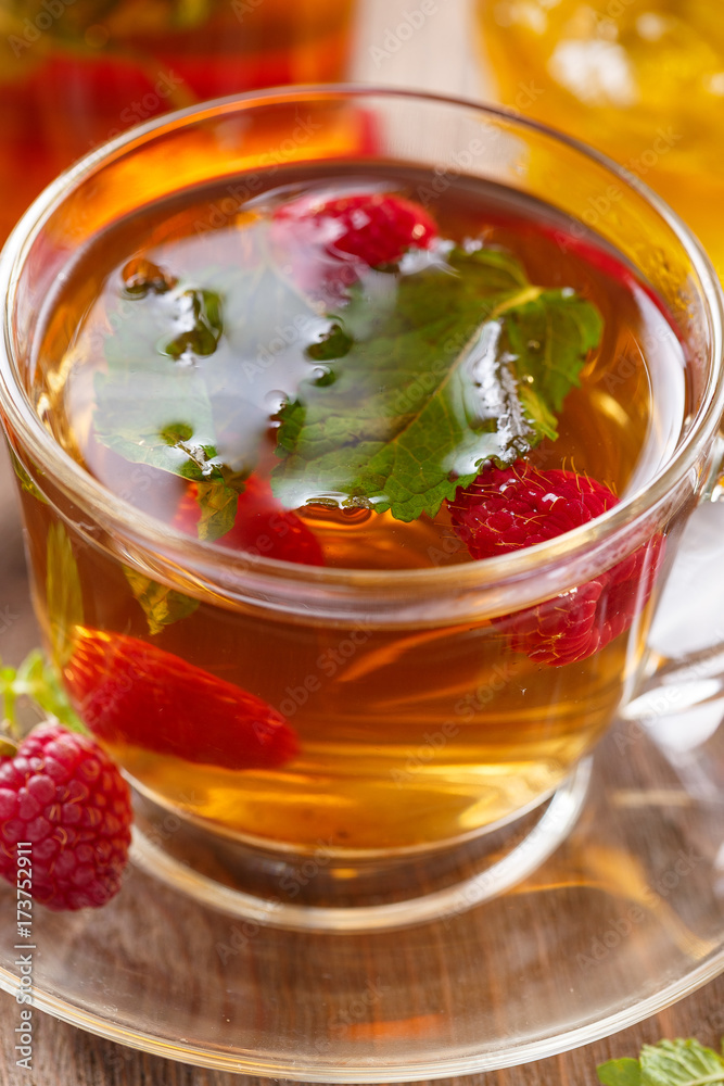 Tea with mint and raspberry Tea with mint and raspberry