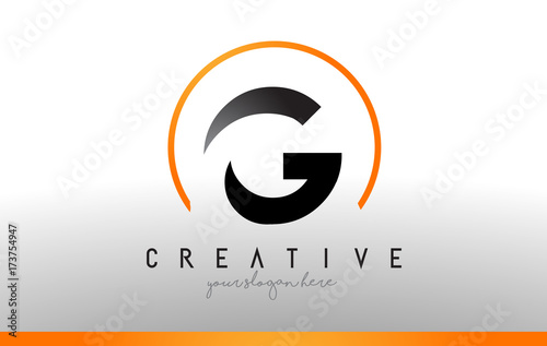 G Letter Logo Design with Black Orange Color. Cool Modern Icon Template.