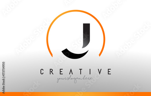 J Letter Logo Design with Black Orange Color. Cool Modern Icon Template.