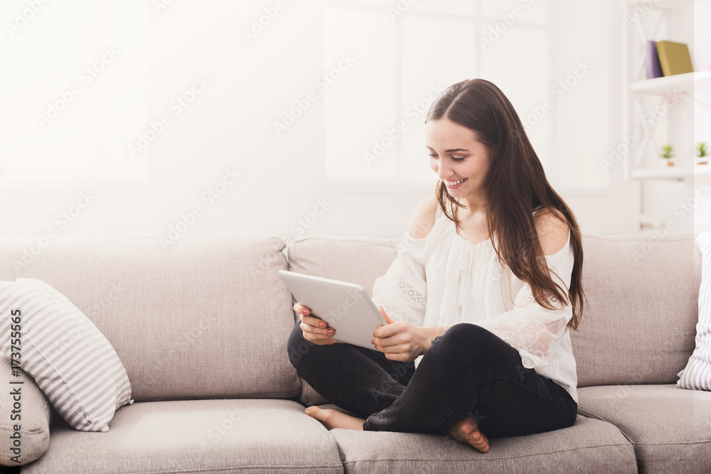 Girl at home chatting online Girl at home chatting online