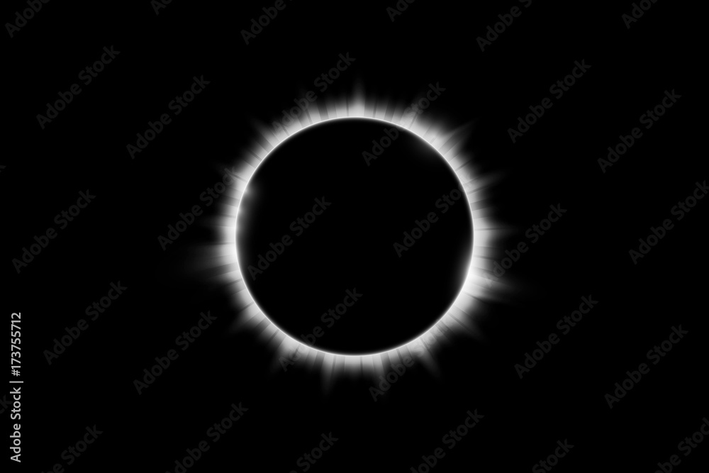 Total solar eclipse vector illustration - obrazy, fototapety, plakaty 