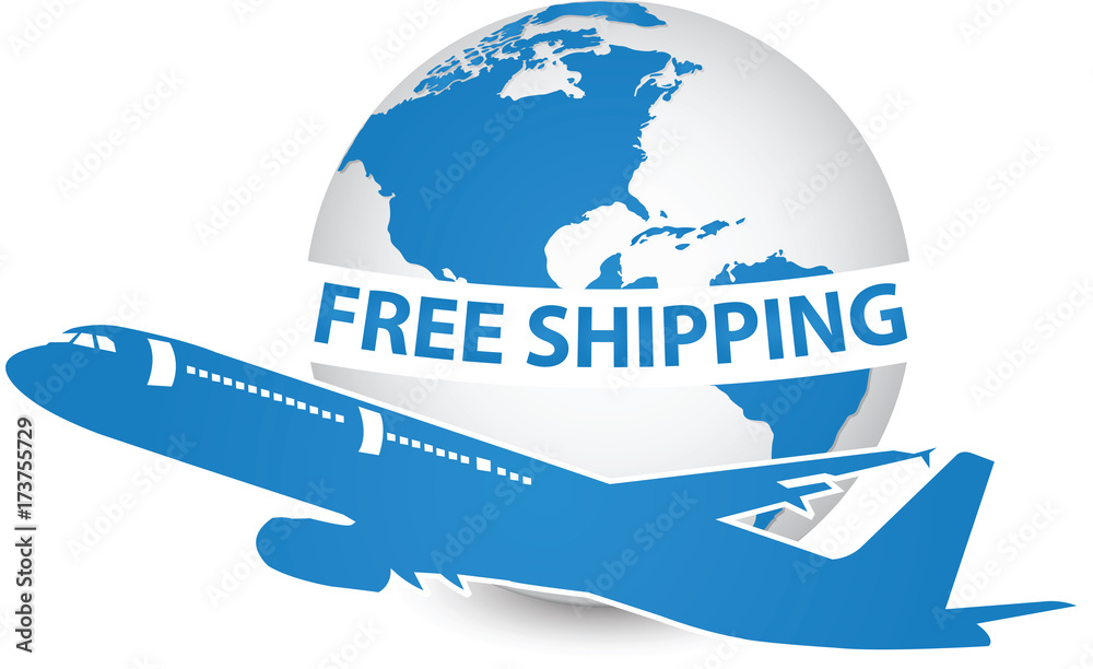 Airplane, Air Craft Shipping Around the World for Free Shipping Concept, Vector Illustration EPS 10. Airplane, Air Craft Shipping Around the World for Free Shipping Concept, Vector Illustration EPS 10.