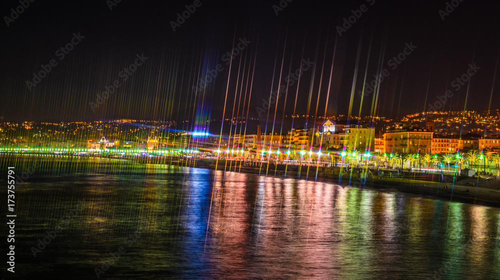 Night view of Nice, Cote d'Azur, French Riviera, France