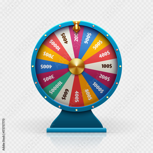 Roulette 3d fortune wheel isolated vector illustration for gambling background and lottery win concept photo