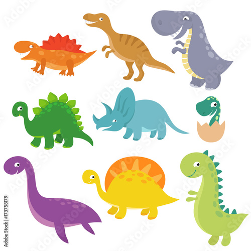 Cute baby dino vector characters isolated vector set