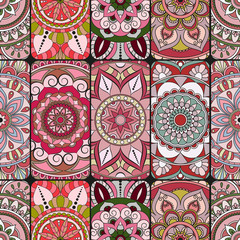 Fotobehang Marokkaanse tegels patronen Mandala tegelpatroon met Arabische ornamenten  © alena1301