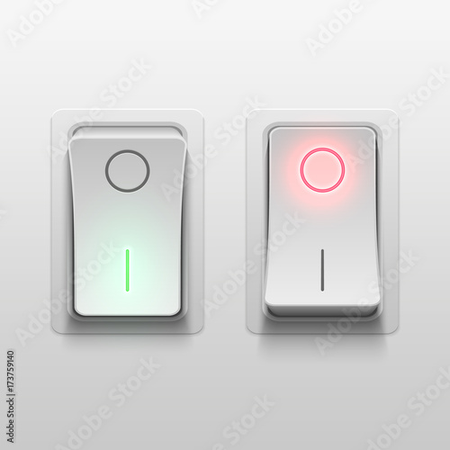 Realistic 3d electric toggle switches vector illustration