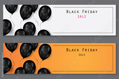 Black friday sale deals - horizontal vector balloons banner ( shopping , promotion )