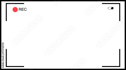 Minimal camera screen 16x9 Full HD, 8k or 4k video grid. Recording Rec led icon. 4k or 8k filming video.