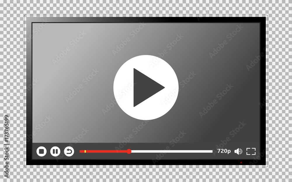 Modern TV blank screen with video player interface Modern TV blank screen with video player interface