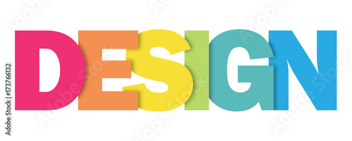 "DESIGN” overlapping vector letters icon  