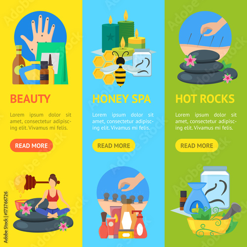 Cartoon Alternative Medicine Banner Vecrtical Set. Vector