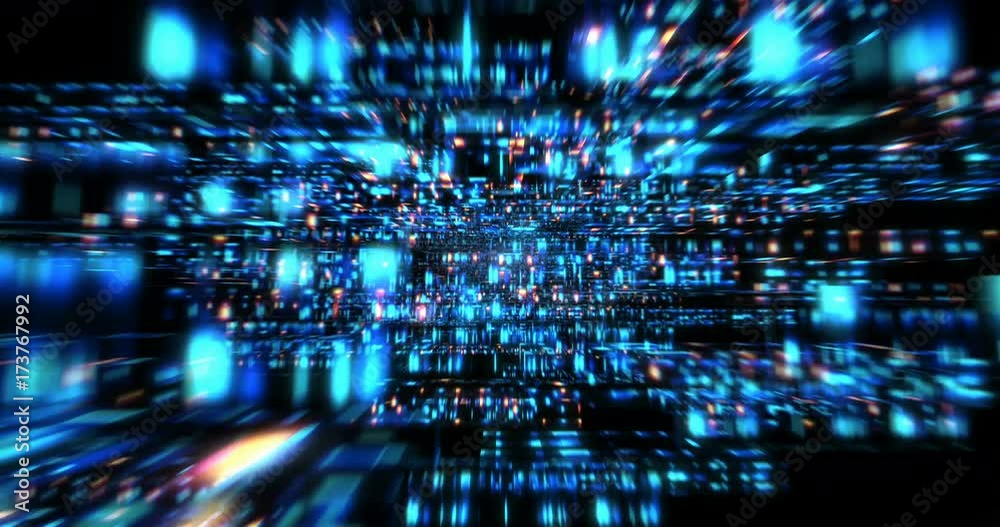 3D Futuristic abstract background. Motion graphic for abstract data center, server, internet, speed. Loop at 4K resolution.