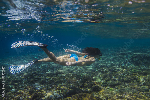 Woman snorkeling photo