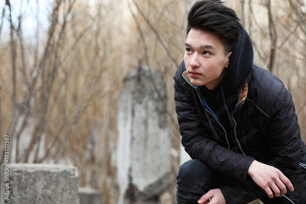 Asian boy teenager in nature Asian boy teenager in nature