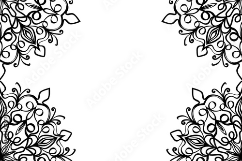 creative invitation card with mandala elements. black and white color. for greeting card, wedding invitation, yoga flyer. vector