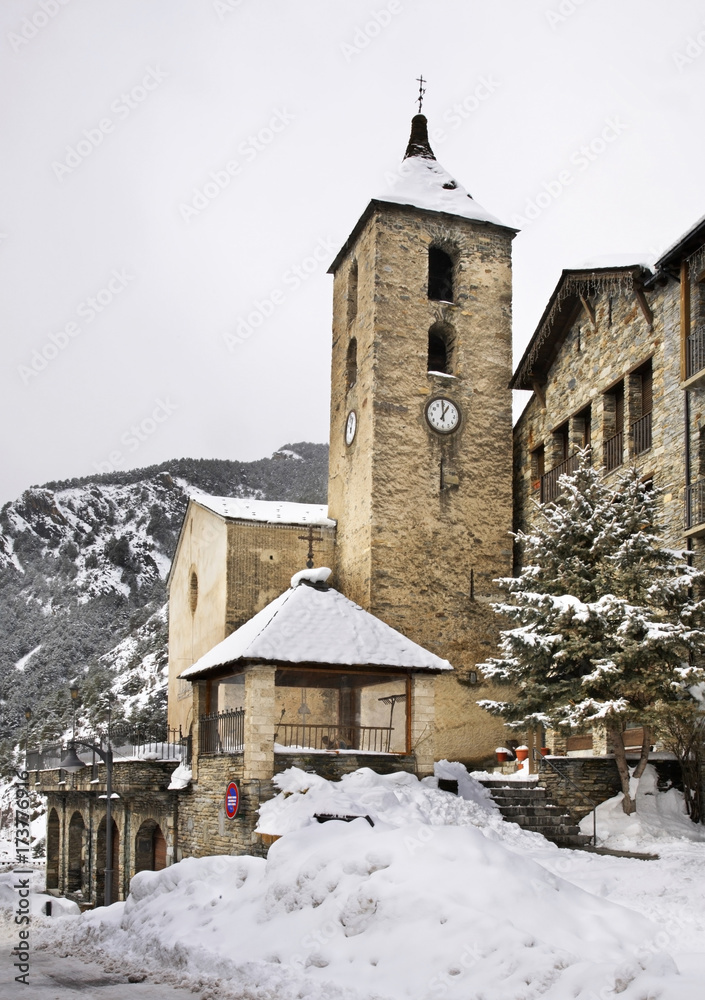Sant Corneli and Sant Cebrià church Ordino. Andorra
