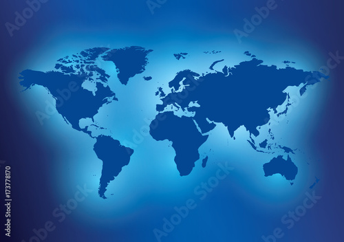 dark blue background with map of the world - vector illustration
