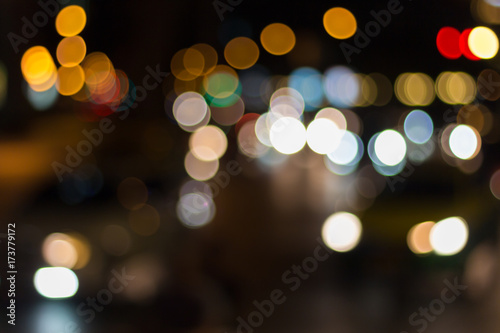 Abstract background of blur lighting during traffic jam