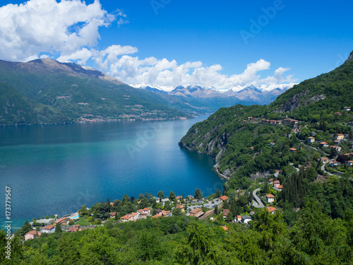 View above big beautiful lake  Como lake. Italy