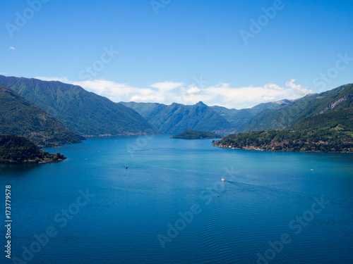 View above big beautiful lake, Como lake. Italy