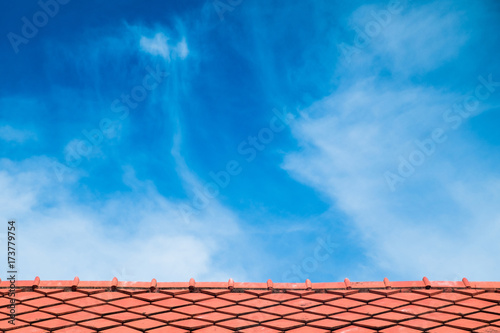 Close up antique red roof
