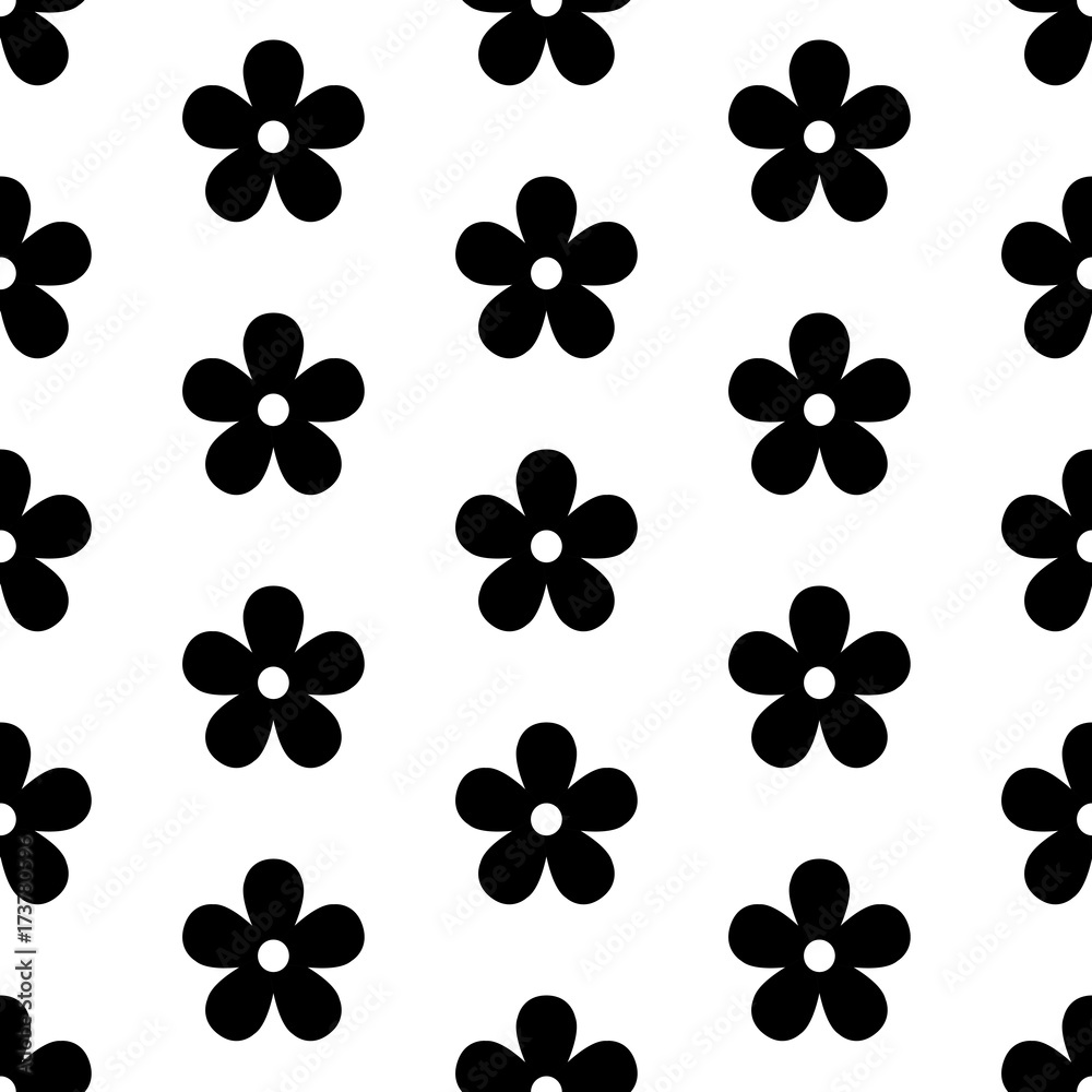 Fototapeta premium Japanese seamless pattern with black flowers