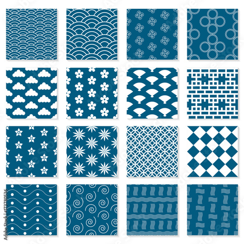 Large collection of seamless Japanese patterns.