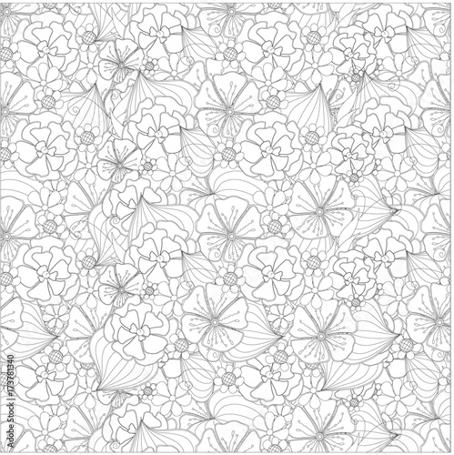 Seamless floral monochrome pattern stock vector illustration