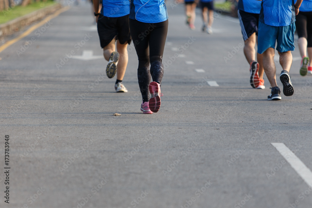 Marathon runner back view